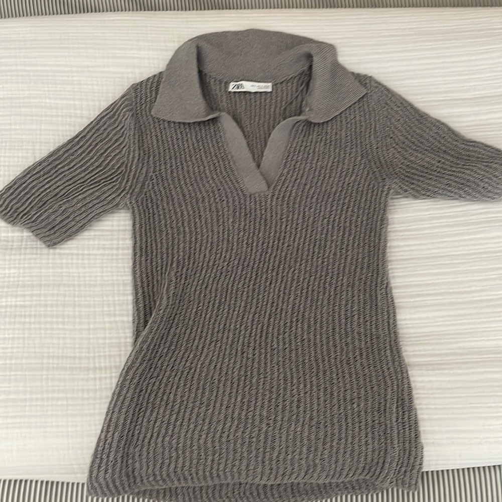 Zara sheer knit polo